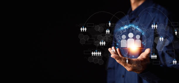 istock Customer Relationship Management, Businessman touch on icon with global structure customer network technology, Data exchanges development.digital marketing online. 2150427006