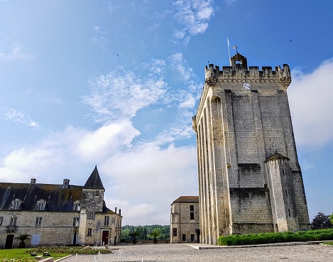 April 8, 2024, Pons in the Charente-Maritime department (France). Keep of Pons (French: Donjon de Pons) is an 830-year-old fortified tower located in Pons, France and is one of the few remnants of the original castle of Pons