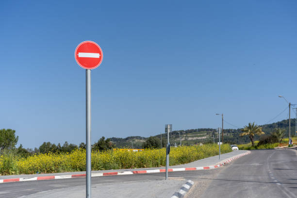 istock Prohibitory No Entry Sign And Spring Scenery. 2150434568