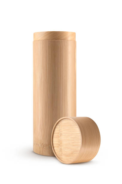 istock Bamboo Tea Jar, Bamboo Container, Tea Storage Box isolated on white background 2150434571