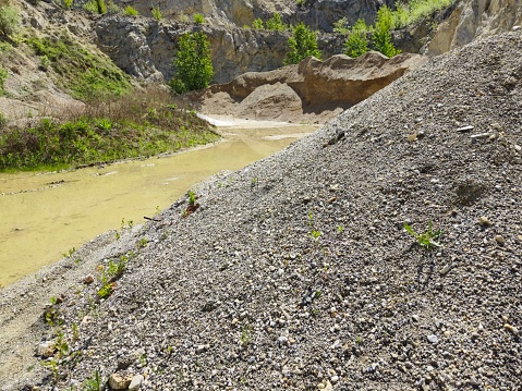 Gravel in old surface stone quarry