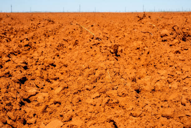 Red deeply plowed farmland in west Texas