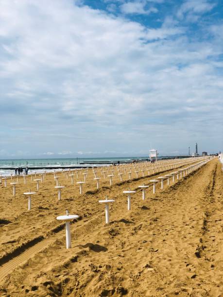 istock Empty lido without Sun umbrellas in  Jesolo near Venice. 2150442609