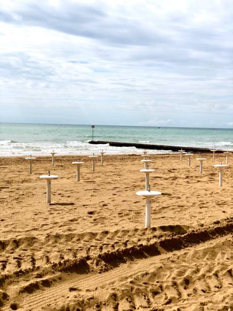 istock Empty lido without Sun umbrellas in  Jesolo near Venice. 2150442619