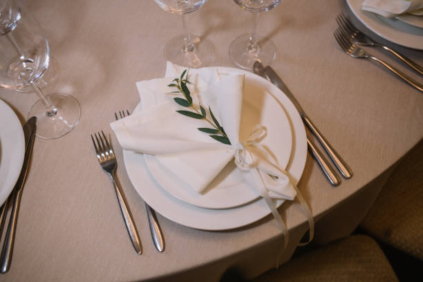 istock Empty glasses set in restaurant. Part of interior 2150446650