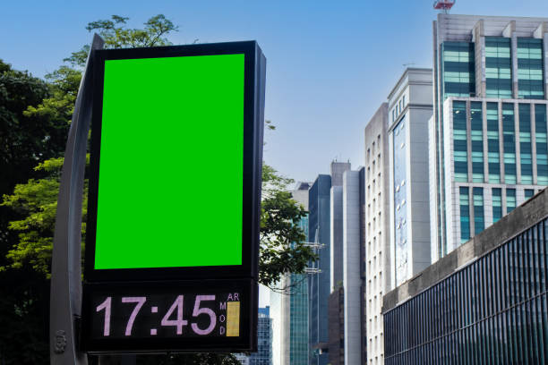 istock Billboard green chromakey mock up in the city 2150448045