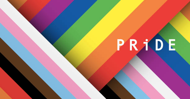 Pride Month banner with progress pride flag color crisscross stripe background for LGBTQIA. Vector template background. LGBTQIA PRIDE concept vector illustration. for template, poster, we ads, background banner and social media pride-month stock illustrations