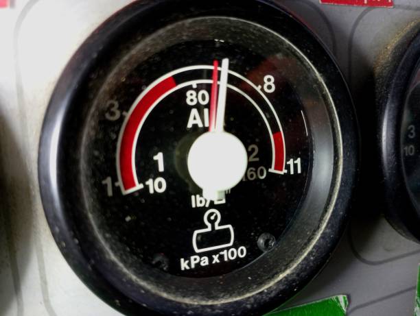 The pressure sensor on the instrument panel in the car. A black sensor that measures the pressure in the car's pneumatic system.