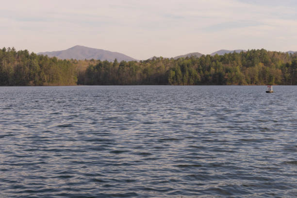 A scenic view of Lake Santeetlah in the Nantahala National Forest in western North Carolina.