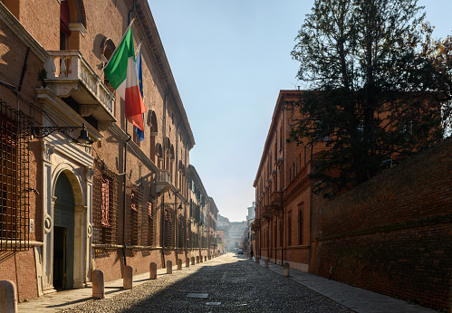 The streets in downtown of Ferrara, Emilia-Romagna, Italy