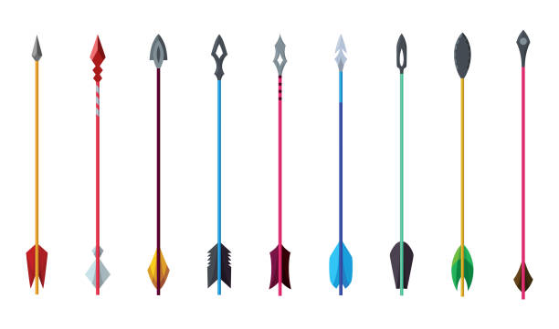 istock Medieval arrows set. Fighting decorative cartoon arrows. Design element for poster, label or sign on menu. Color vintage symbols 2150451664