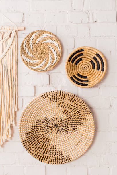 istock Closeup of three decorative straw plates 2150453210