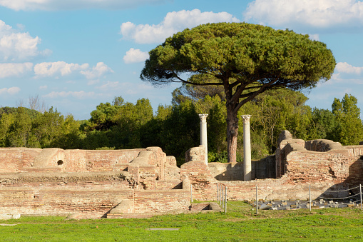 Ostia Antica. Ruins of ancient roman city and port. Rome, Latium, Italy