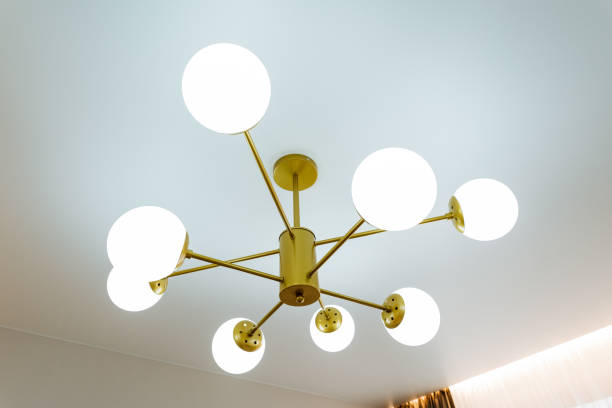 istock a chandelier is hanging from the ceiling in a room 2150458071