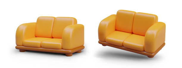 istock Comfortable straight sofa with high soft armrests. Upholstered furniture 2150459280
