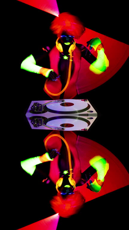 neon uv glow woman dj vertical
