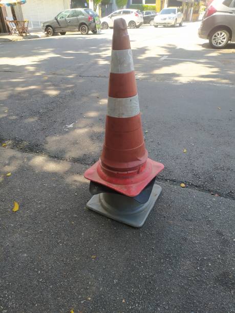 istock Stacked traffic cones on the street 2150464879