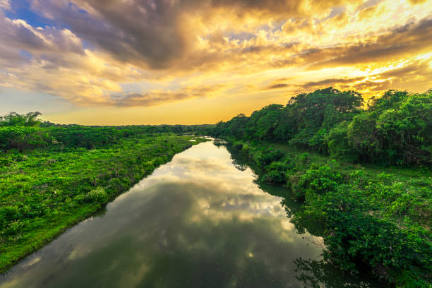 a beautiful sunset on a lake in the Dominican Republic in the Palave sector, an incredible view that everyone visits and contemplates