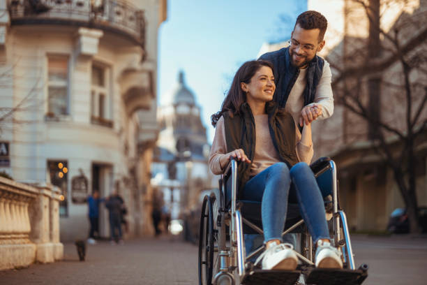Handicapped Couple Outdoors