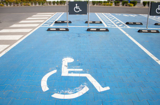 istock Parking space in the parking lot for the disabled 2150467424