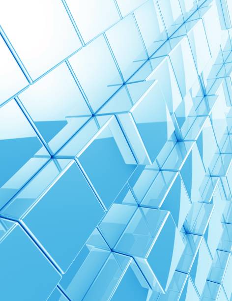 Blue Glass cubes,Metallic Blue Cubes Abstract Background