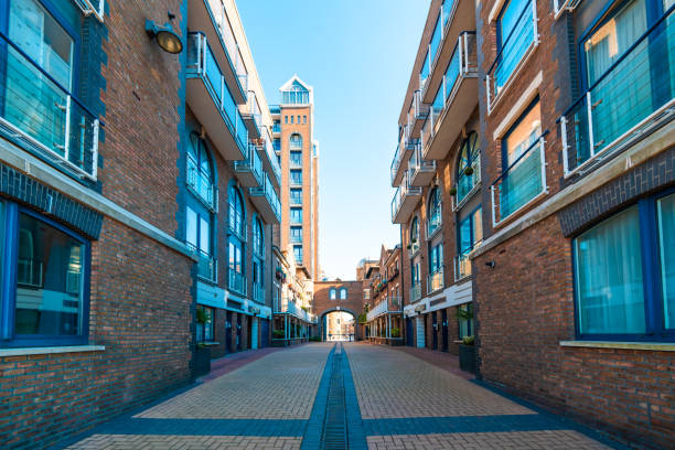 Apartment buildings in a residential area