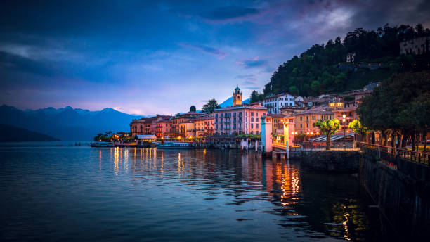 istock Twilight serenity at lakeside town 2150478633