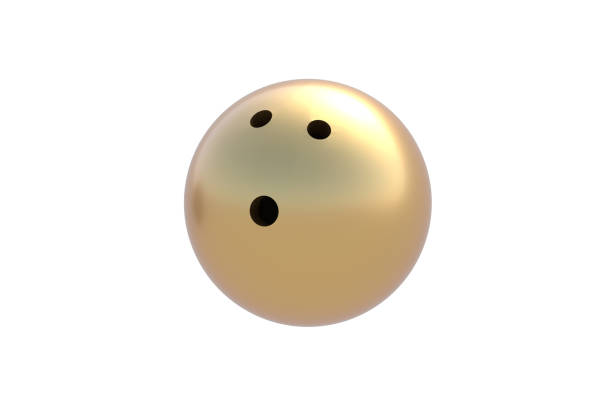 Golden bowling ball isolated on white background. 3d render