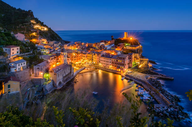 istock Twilight serenity at mediterranean coastal village 2150478816