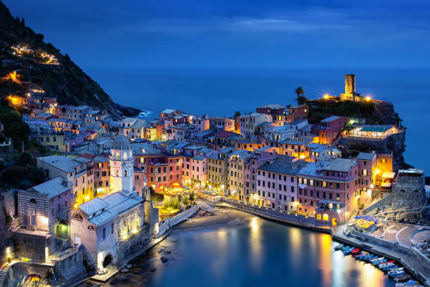 istock Twilight over coastal village in italy 2150478839