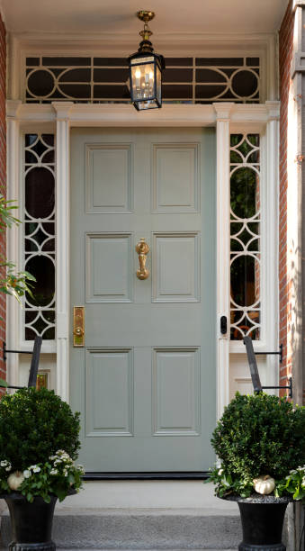 istock Green front door in New England 2150483985