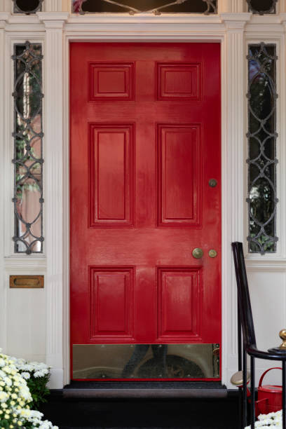 istock Red front door in New England 2150484039