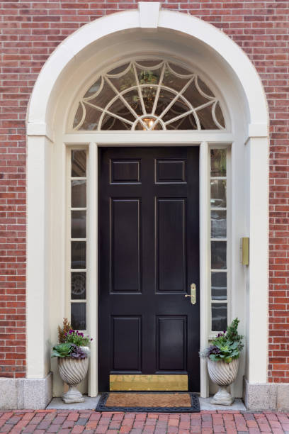 istock Black front door in New England 2150484043