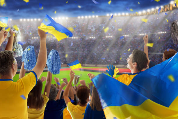 istock Ukraine football team supporter on stadium. 2150488230