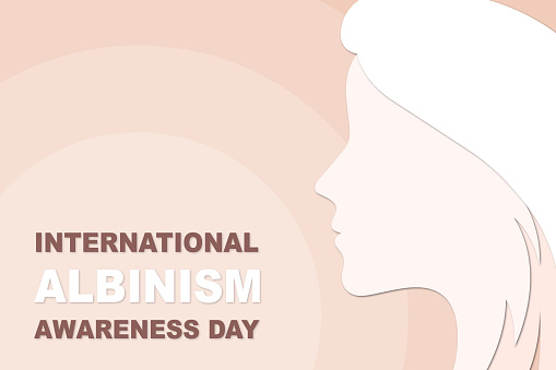This vector art captures the essence of International Albinism Awareness Day with a symbolic female face on the right. The event title is elegantly placed on the left, making it a perfect choice for Albinism-related content.