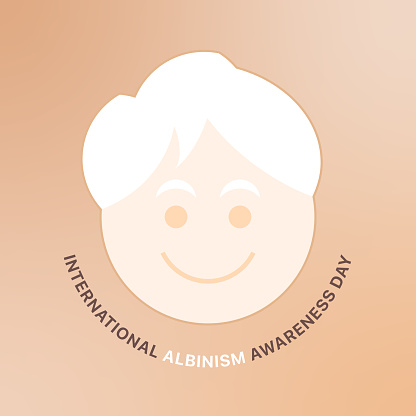 Our vector art for International Albinism Awareness Day features a heartwarming illustration of a smiling boy with albinism. The design, set on a yellow-brown background, aims to celebrate and raise awareness about albinism.