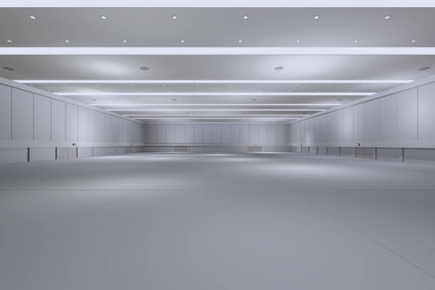 istock Empty hall exhibition centre.The backdrop for exhibition stands, booth,market,trade show.Conversation for activity,meeting.Arena for entertainment,event,sports.Indoor for Factory,showroom.3d render. 2150490968