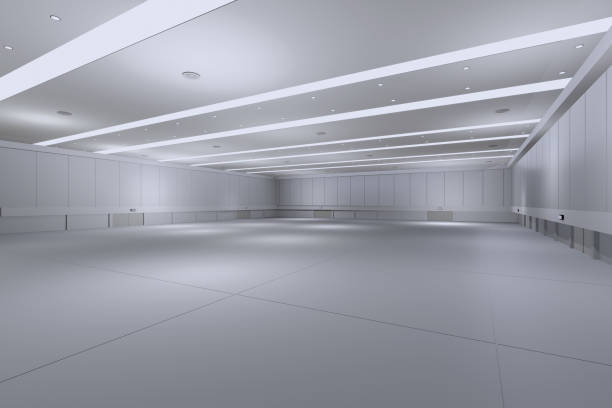 istock Empty hall exhibition centre.The backdrop for exhibition stands, booth,market,trade show.Conversation for activity,meeting.Arena for entertainment,event,sports.Indoor for Factory,showroom.3d render. 2150490969