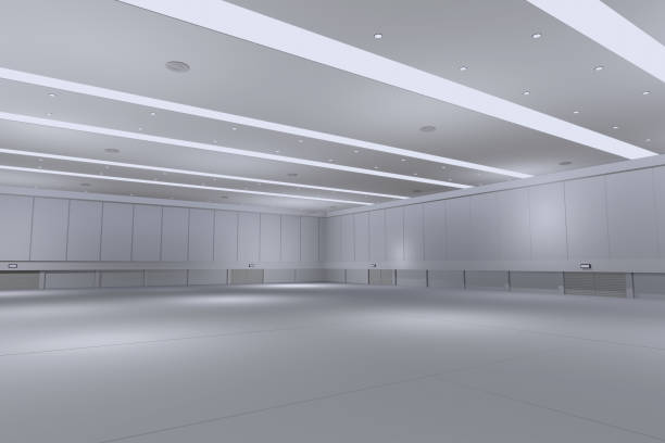 istock Empty hall exhibition centre.The backdrop for exhibition stands, booth,market,trade show.Conversation for activity,meeting.Arena for entertainment,event,sports.Indoor for Factory,showroom.3d render. 2150490971