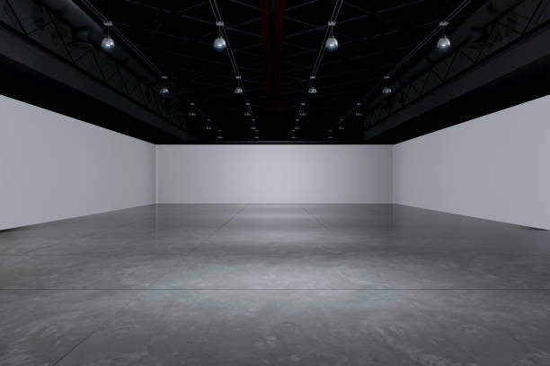 Empty hall exhibition centre.The backdrop for exhibition stands, booth,market,trade show.Conversation for activity,meeting.Arena for entertainment,event,sports.Indoor for Factory,showroom.3d render.