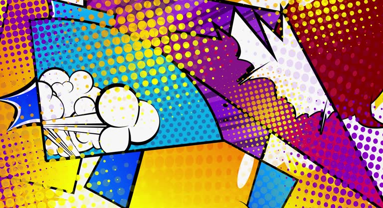 Abstract background animation in pop art, comics style.