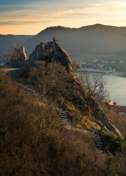 duernstein - stairs to the castle on the hill