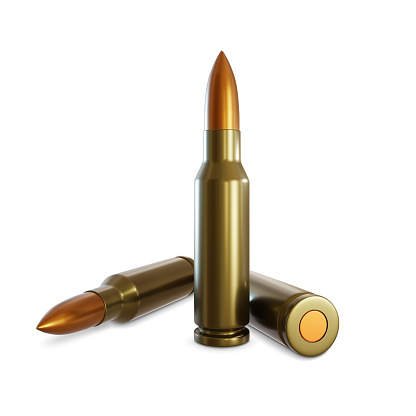 Rifle cartridge isolated on white background. 3d-rendering