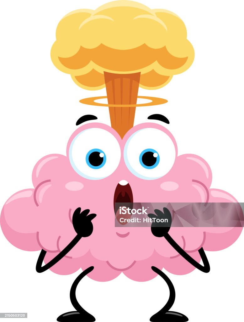 Brain Rip Cartoon Mind Blown Brain Cartoon Character With Exploding Stock Illustration ...