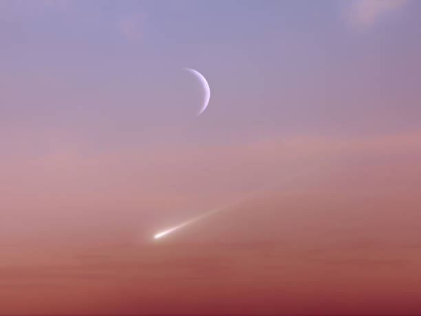 istock Moon and shooting star in the sky at sunset 2150505002