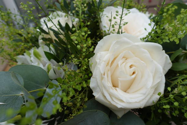 istock Floral arrangement Formal bouquet White roses 2150506218