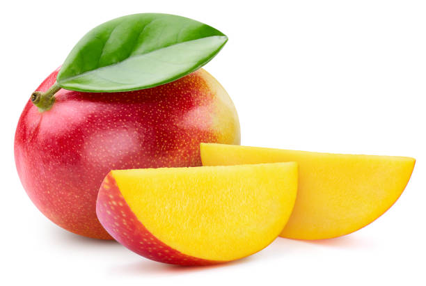 istock Mango and leaves, isolated on white background 2150506635