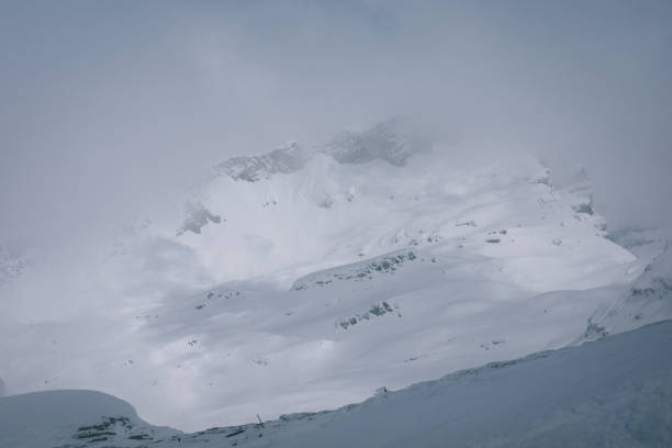 Fresh powder snow covers mountain slope