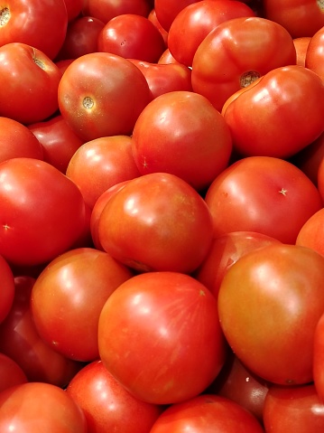 Close-up shot of tomatoes in the market