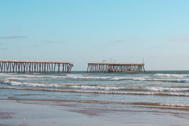 istock Rosarito beach with broken pier due to high waves 2150508518
